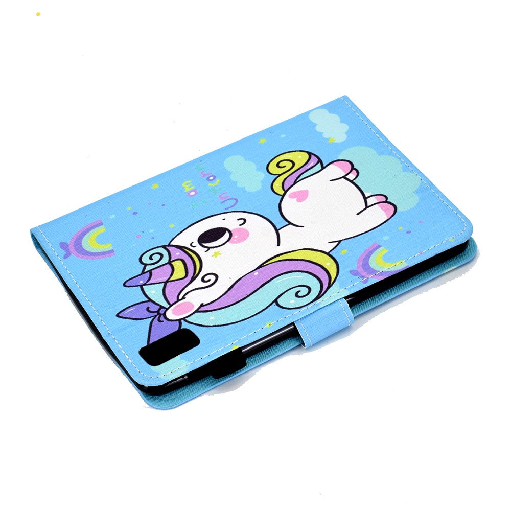 For Lenovo Tab P11 Gen 2 TB-350 PU Leather Protective Case A2 Pattern Printing Stand Tablet Cover with Card Holder - Rainbow Unicorn