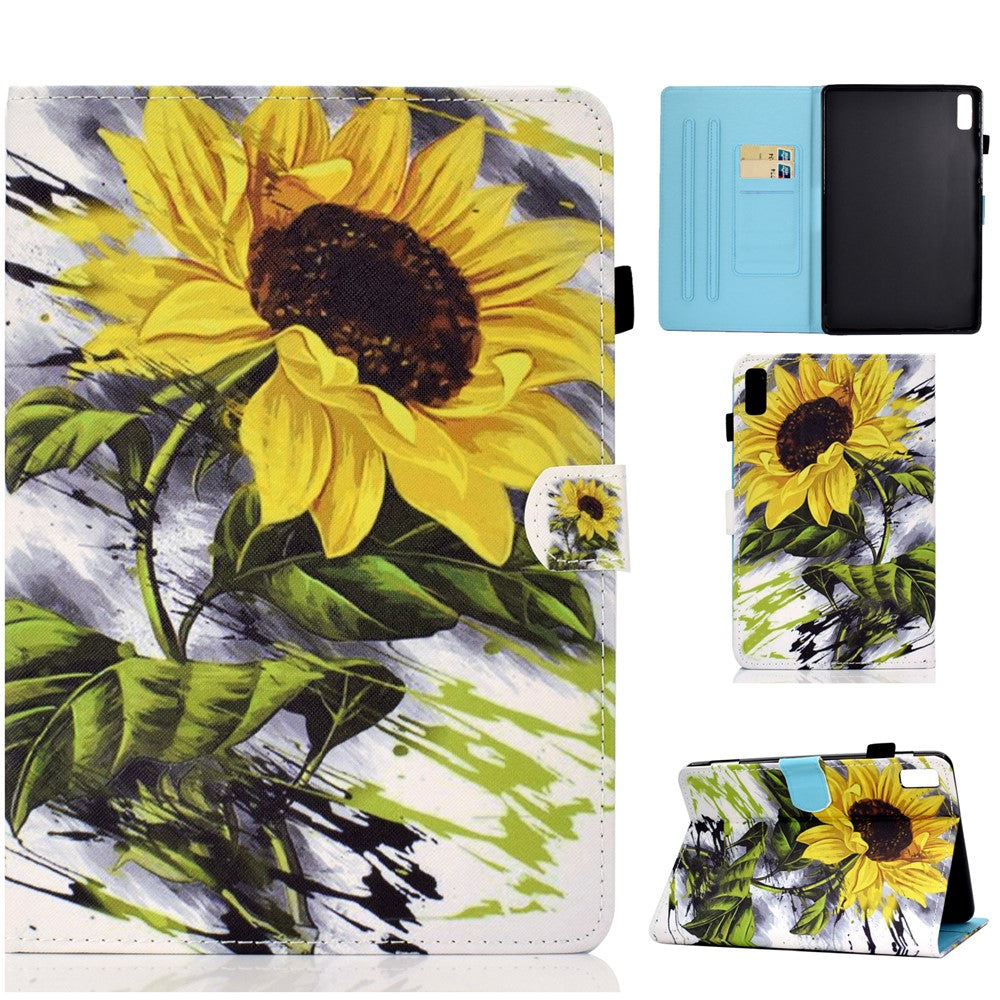 For Lenovo Tab P11 Gen 2 TB-350 PU Leather Protective Case A2 Pattern Printing Stand Tablet Cover with Card Holder - Sunflower