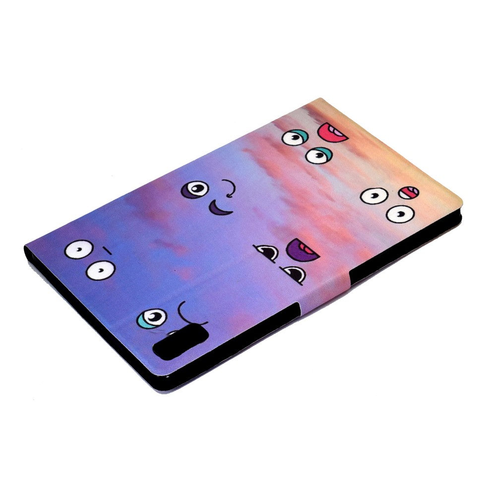 For Lenovo Tab P11 Gen 2 TB-350 Leather Stand Tablet Case A4 Pattern Printing Card Holder Protective Cover - Facial Expression