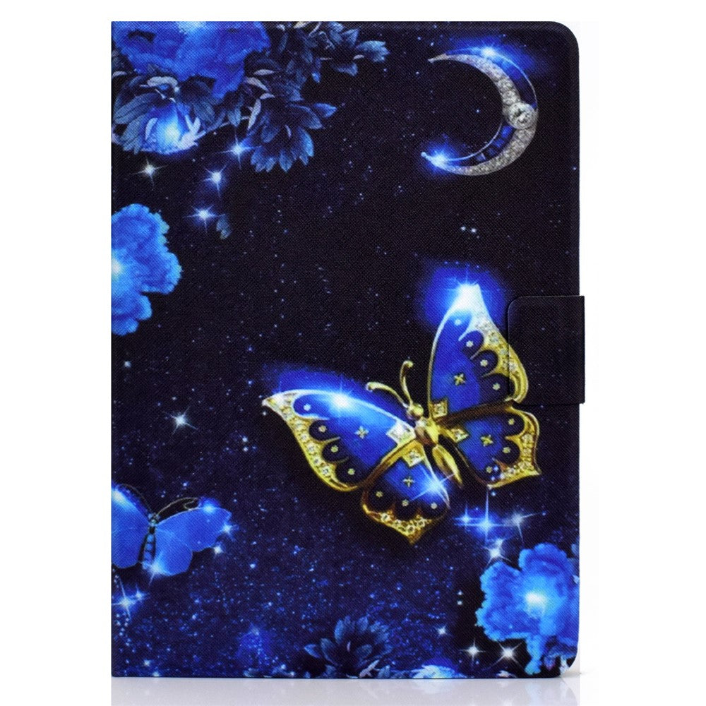 For Lenovo Tab P11 Gen 2 TB-350 Leather Stand Tablet Case A4 Pattern Printing Card Holder Protective Cover - Blue Butterfly