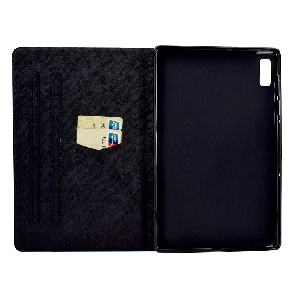 For Lenovo Tab P11 Gen 2 TB-350 Leather Stand Tablet Case A4 Pattern Printing Card Holder Protective Cover - Blue Butterfly