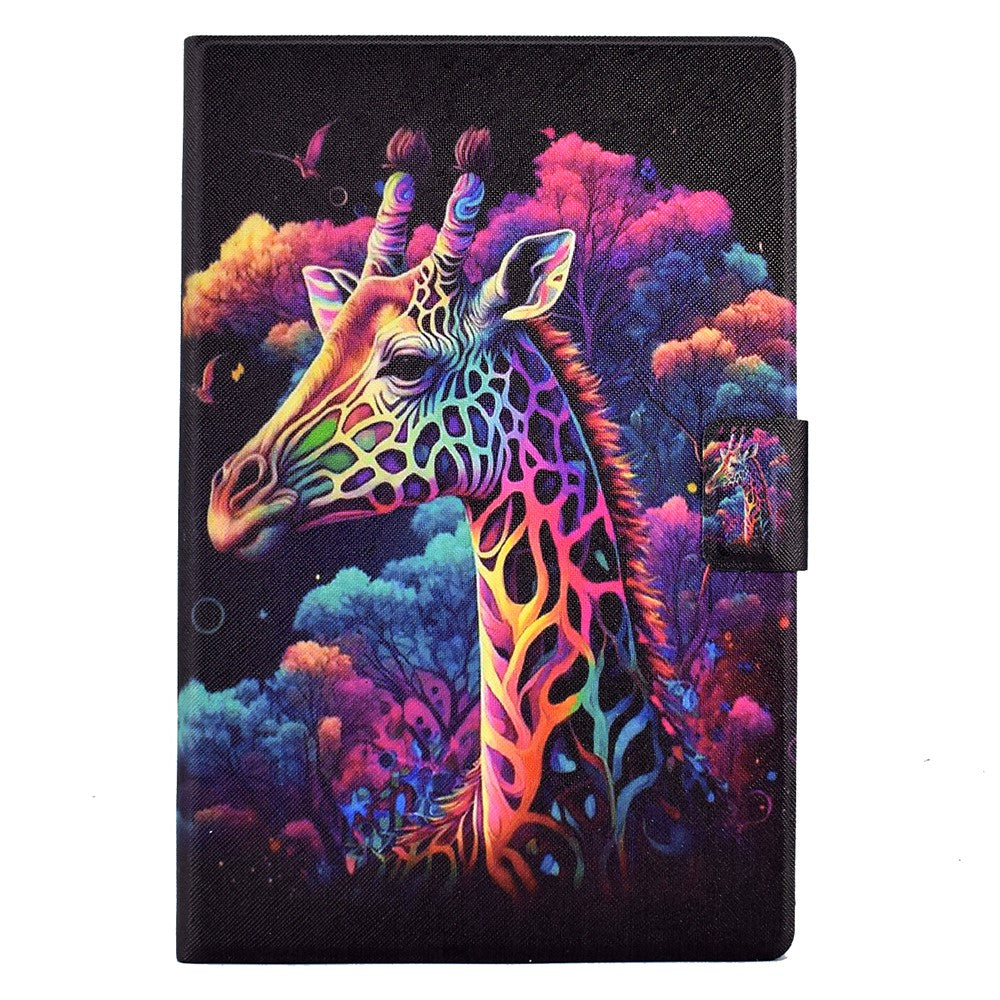 For Lenovo Tab P11 Gen 2 TB-350 Leather Stand Tablet Case A4 Pattern Printing Card Holder Protective Cover - Giraffe