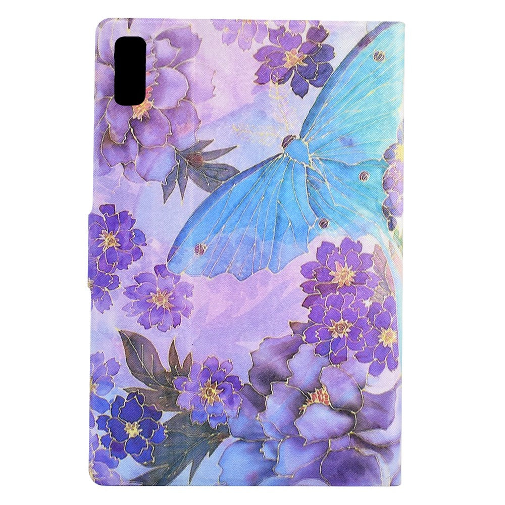 For Lenovo Tab P11 Gen 2 TB-350 Leather Stand Tablet Case A4 Pattern Printing Card Holder Protective Cover - Peony Butterfly
