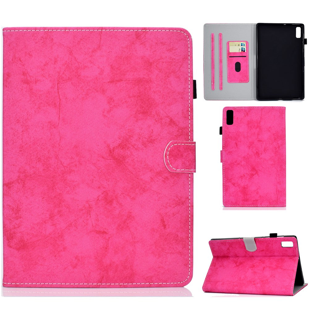 For Lenovo Tab P11 Gen 2 TB-350 Shockproof PU Leather Tablet Case A6 Cloth Texture Stand Card Slots Cover - Rose