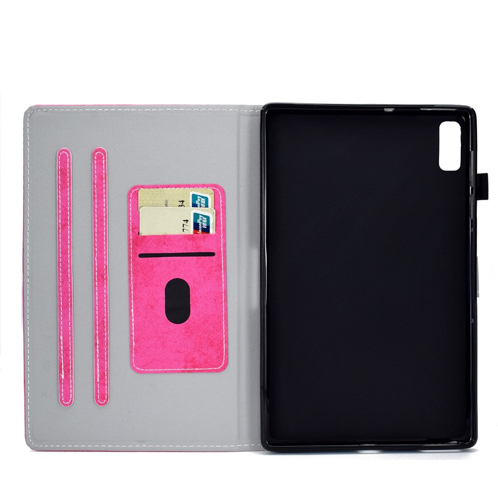 For Lenovo Tab P11 Gen 2 TB-350 Shockproof PU Leather Tablet Case A6 Cloth Texture Stand Card Slots Cover - Rose