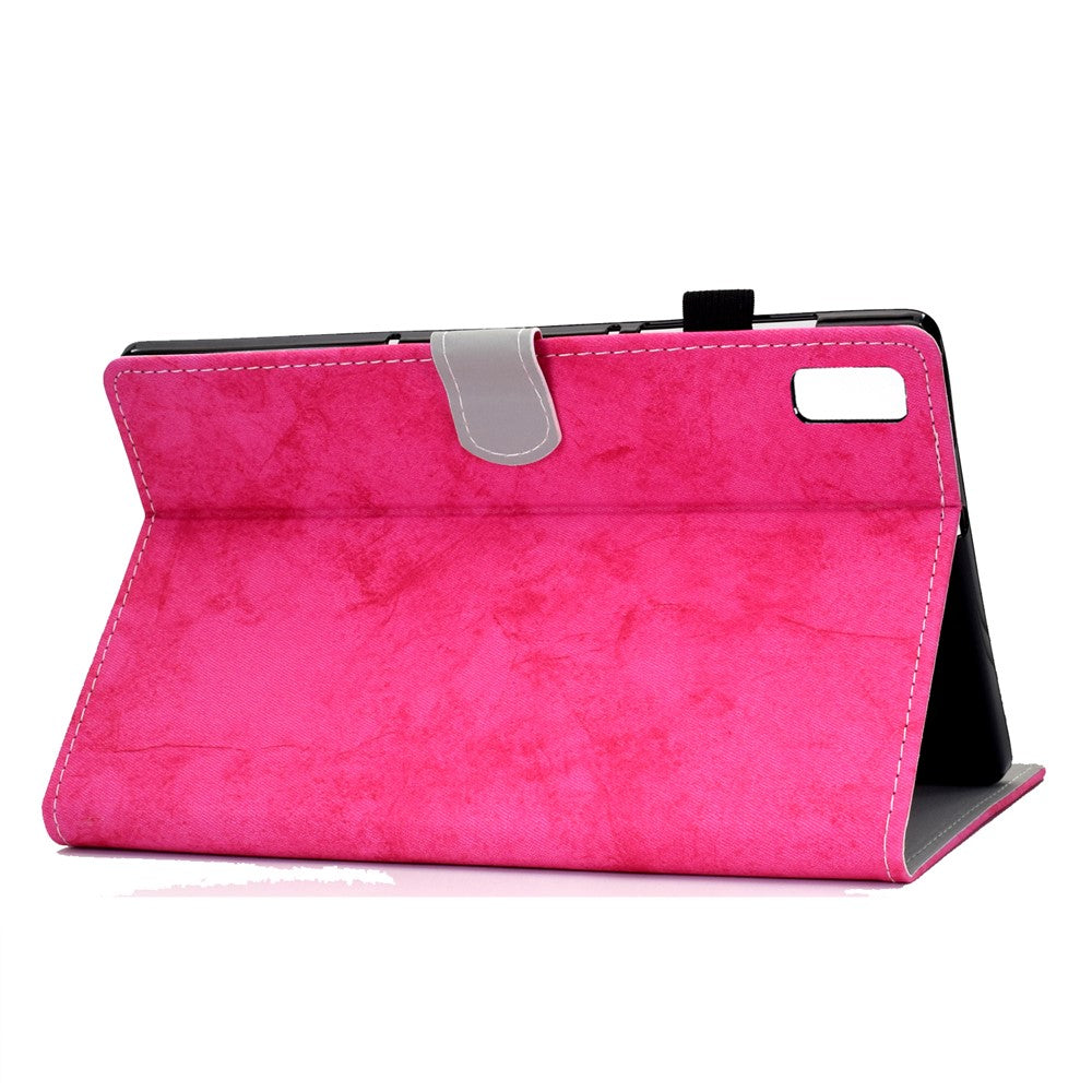 For Lenovo Tab P11 Gen 2 TB-350 Shockproof PU Leather Tablet Case A6 Cloth Texture Stand Card Slots Cover - Rose