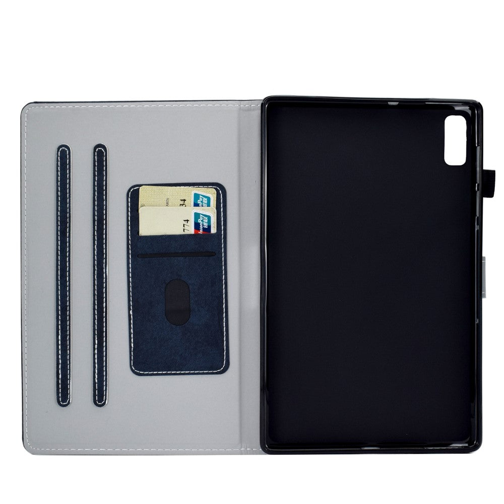 For Lenovo Tab P11 Gen 2 TB-350 Shockproof PU Leather Tablet Case A6 Cloth Texture Stand Card Slots Cover - Black