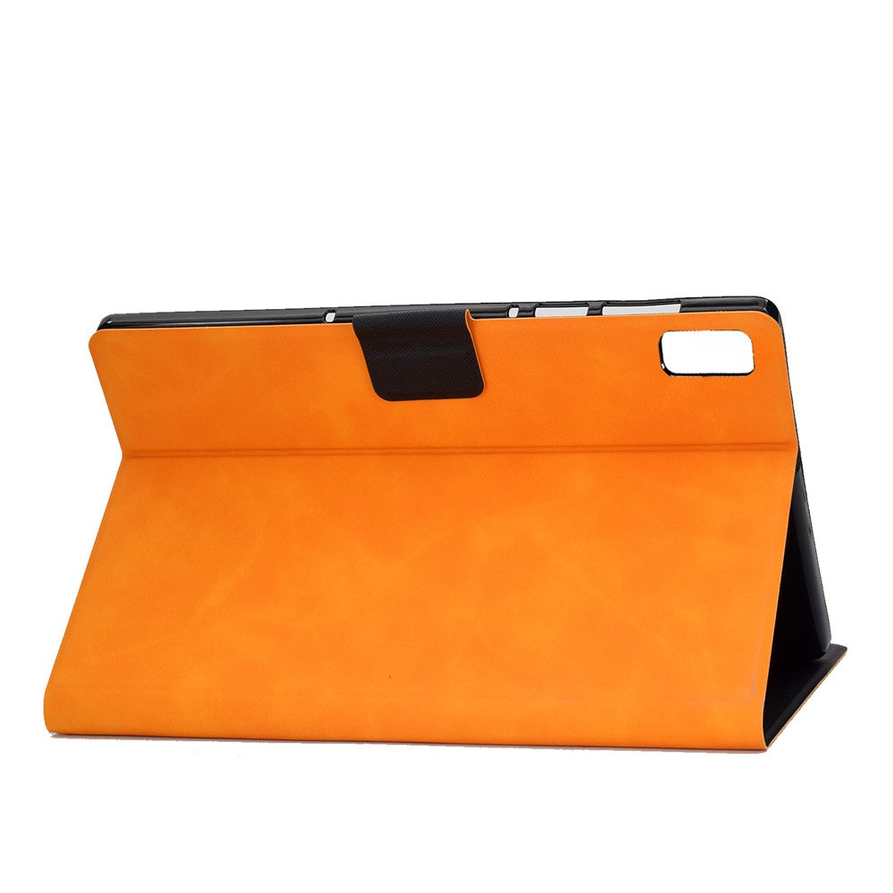For Lenovo Tab P11 Gen 2 TB-350 PU Leather Magnetic Flip Case A7 Cowhide Texture Stand Tablet Cover with Card Holder - Khaki