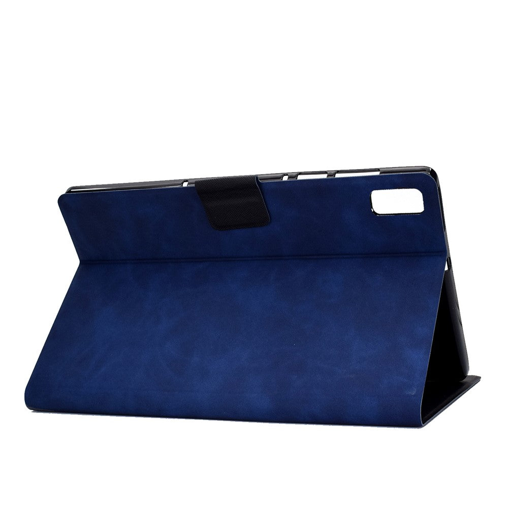 For Lenovo Tab P11 Gen 2 TB-350 PU Leather Magnetic Flip Case A7 Cowhide Texture Stand Tablet Cover with Card Holder - Blue