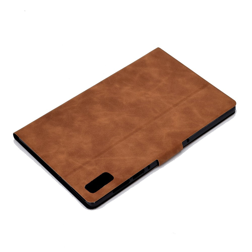 For Lenovo Tab P11 Gen 2 TB-350 PU Leather Magnetic Flip Case A7 Cowhide Texture Stand Tablet Cover with Card Holder - Brown