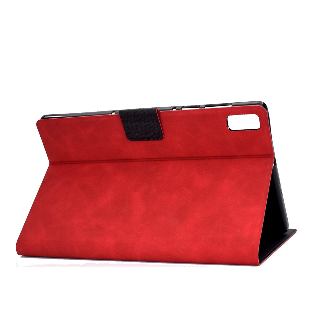For Lenovo Tab P11 Gen 2 TB-350 PU Leather Magnetic Flip Case A7 Cowhide Texture Stand Tablet Cover with Card Holder - Red