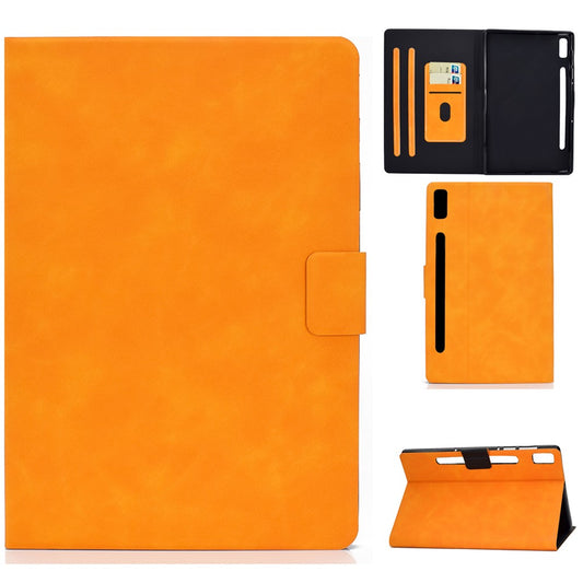 For Lenovo Tab P11 Pro Gen 2 PU Leather Tablet Case A7 Cowhide Texture Stand Protective Cover with Card Holder - Khaki