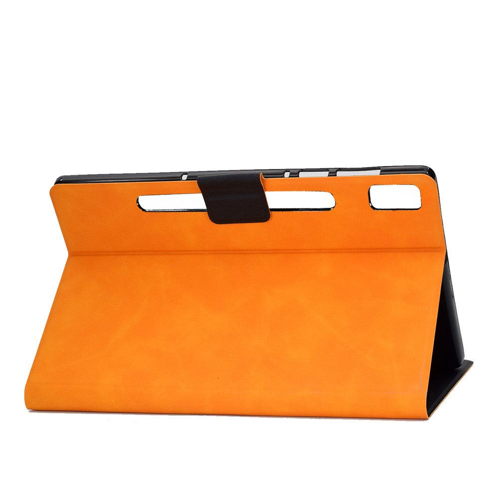 For Lenovo Tab P11 Pro Gen 2 PU Leather Tablet Case A7 Cowhide Texture Stand Protective Cover with Card Holder - Khaki