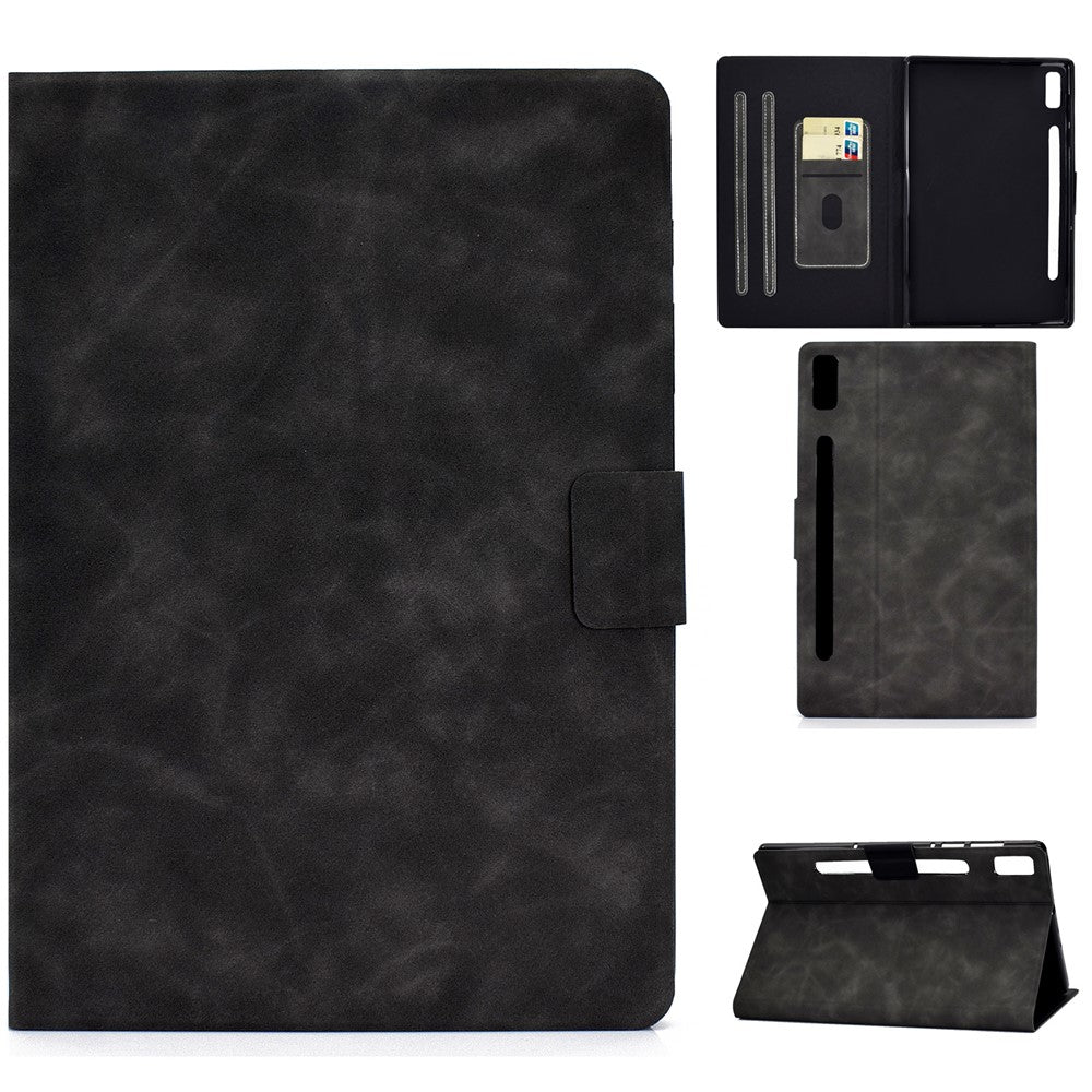 For Lenovo Tab P11 Pro Gen 2 PU Leather Tablet Case A7 Cowhide Texture Stand Protective Cover with Card Holder - Grey
