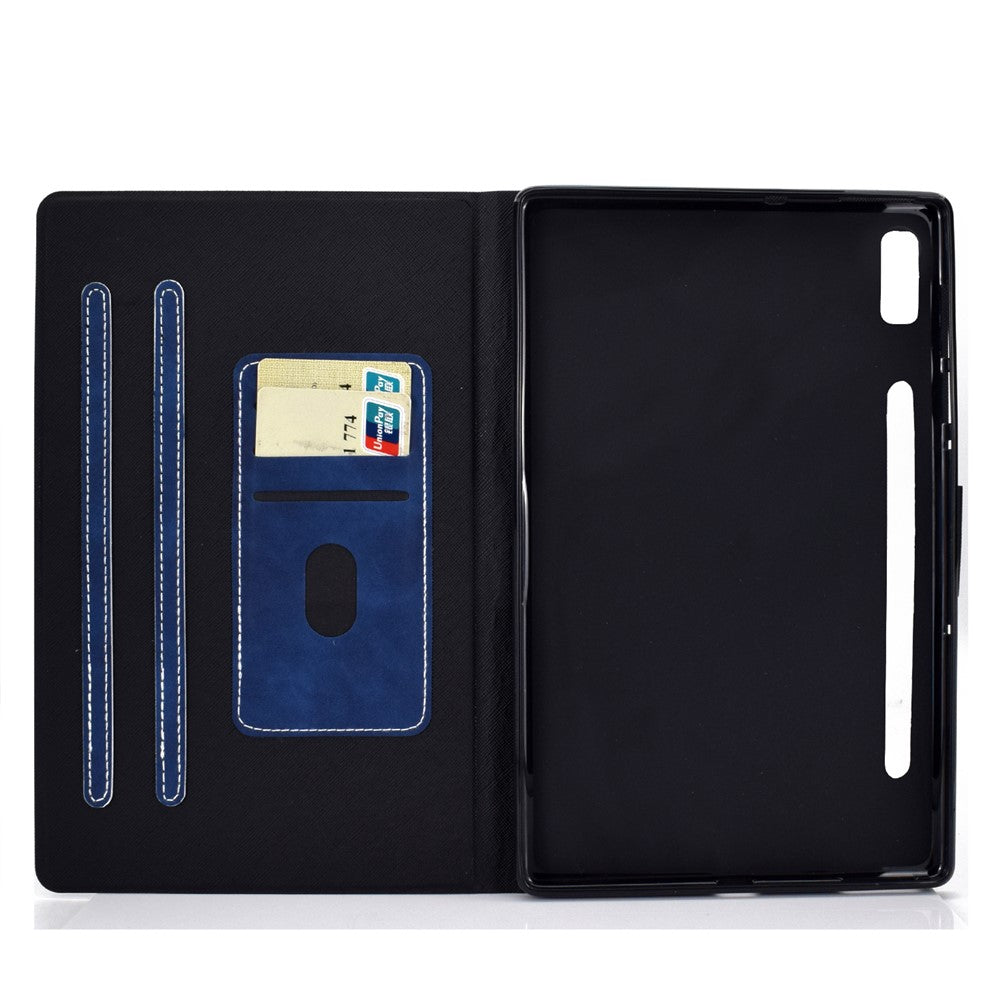 For Lenovo Tab P11 Pro Gen 2 PU Leather Tablet Case A7 Cowhide Texture Stand Protective Cover with Card Holder - Blue