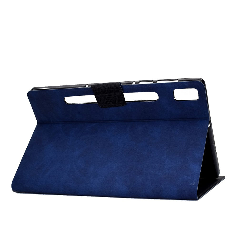For Lenovo Tab P11 Pro Gen 2 PU Leather Tablet Case A7 Cowhide Texture Stand Protective Cover with Card Holder - Blue