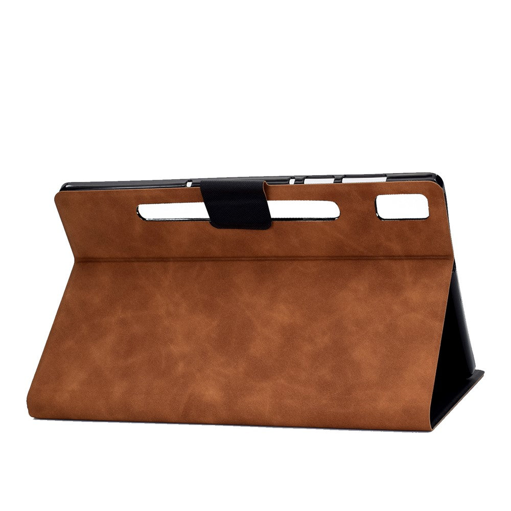 For Lenovo Tab P11 Pro Gen 2 PU Leather Tablet Case A7 Cowhide Texture Stand Protective Cover with Card Holder - Brown