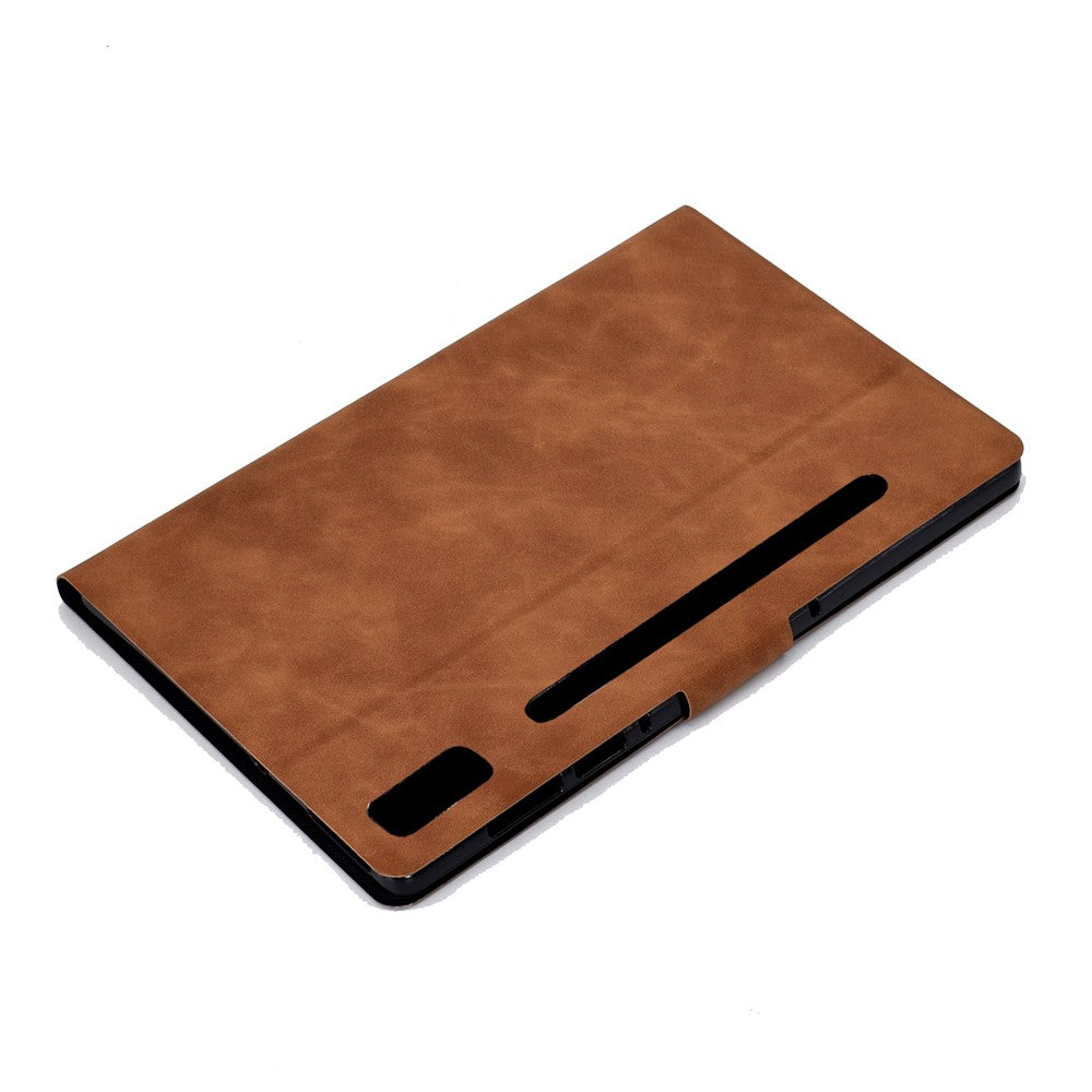 For Lenovo Tab P11 Pro Gen 2 PU Leather Tablet Case A7 Cowhide Texture Stand Protective Cover with Card Holder - Brown