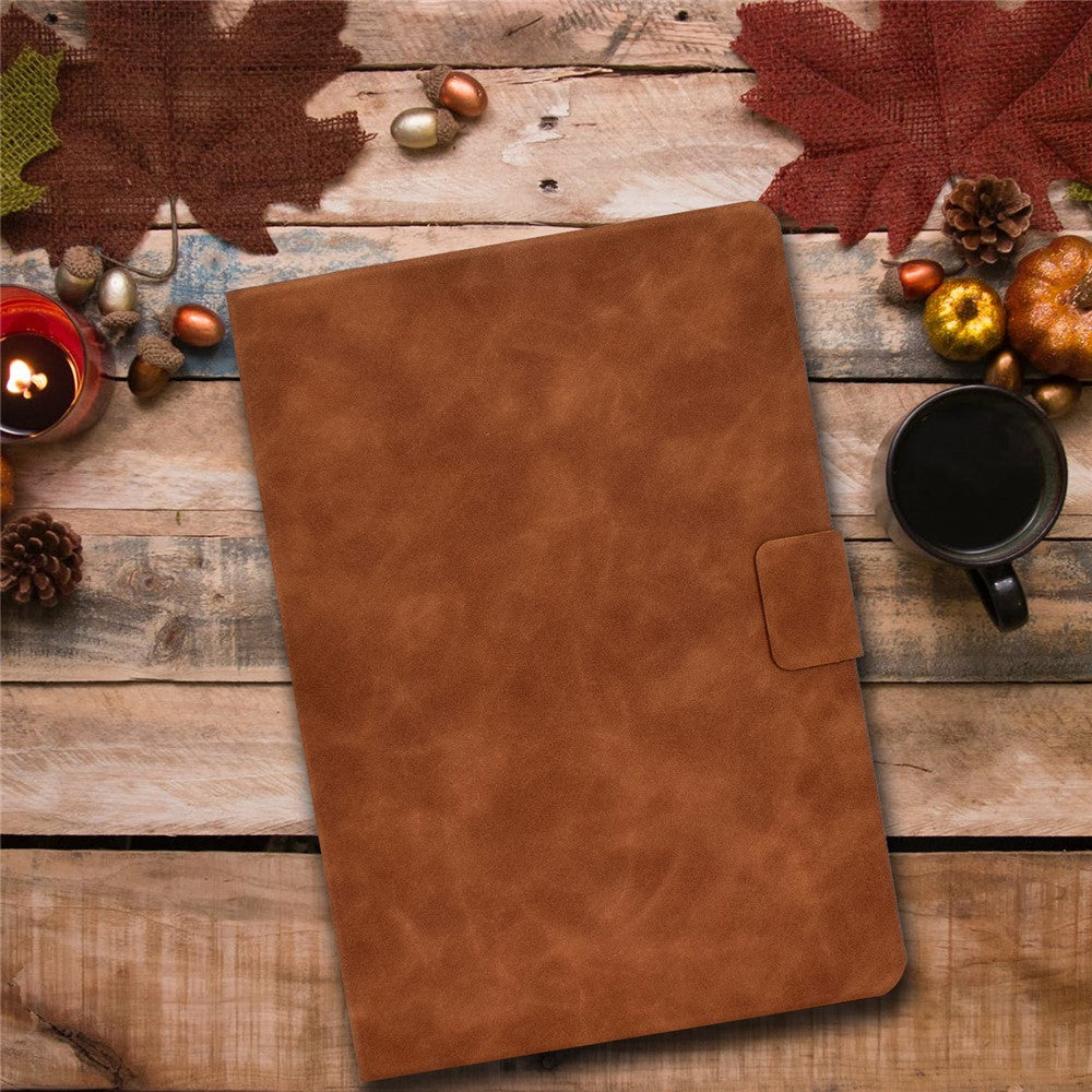 For Lenovo Tab P11 Pro Gen 2 PU Leather Tablet Case A7 Cowhide Texture Stand Protective Cover with Card Holder - Brown