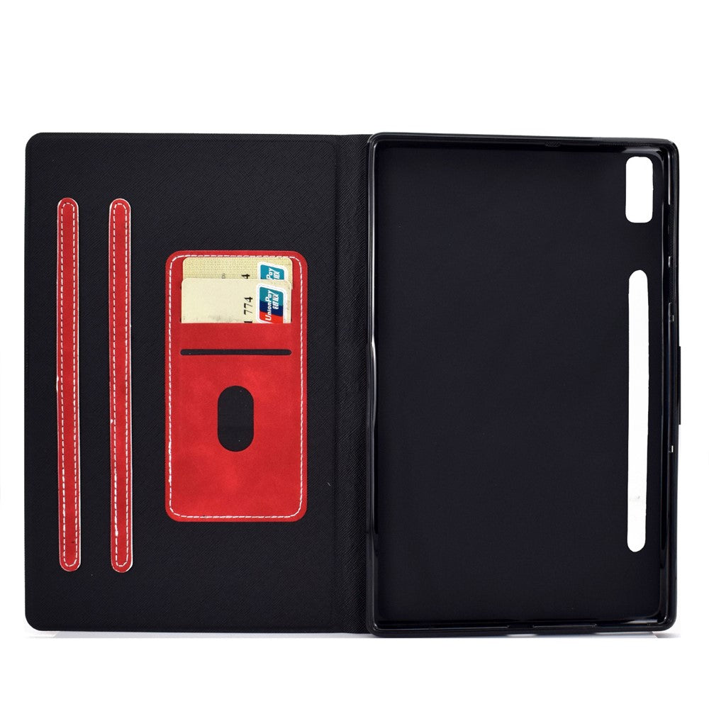 For Lenovo Tab P11 Pro Gen 2 PU Leather Tablet Case A7 Cowhide Texture Stand Protective Cover with Card Holder - Red