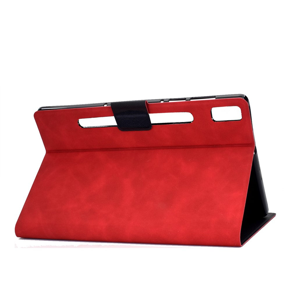 For Lenovo Tab P11 Pro Gen 2 PU Leather Tablet Case A7 Cowhide Texture Stand Protective Cover with Card Holder - Red