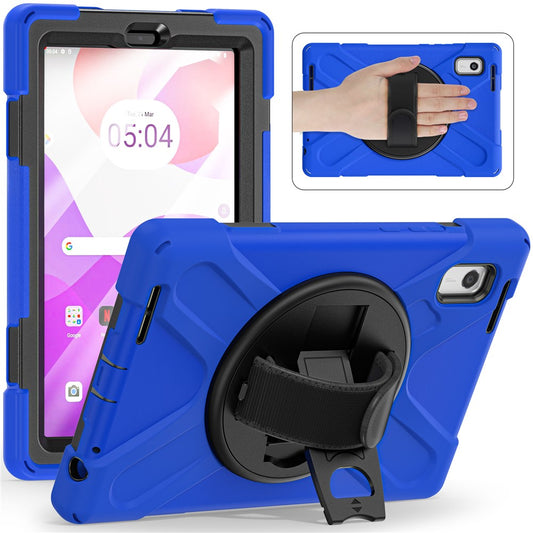 For Lenovo Tab M9 TB-310FU (2023) Tablet Case Kickstand PC+Silicone 360 Degree Rotation Tablet Cover with Hand Strap - Blue