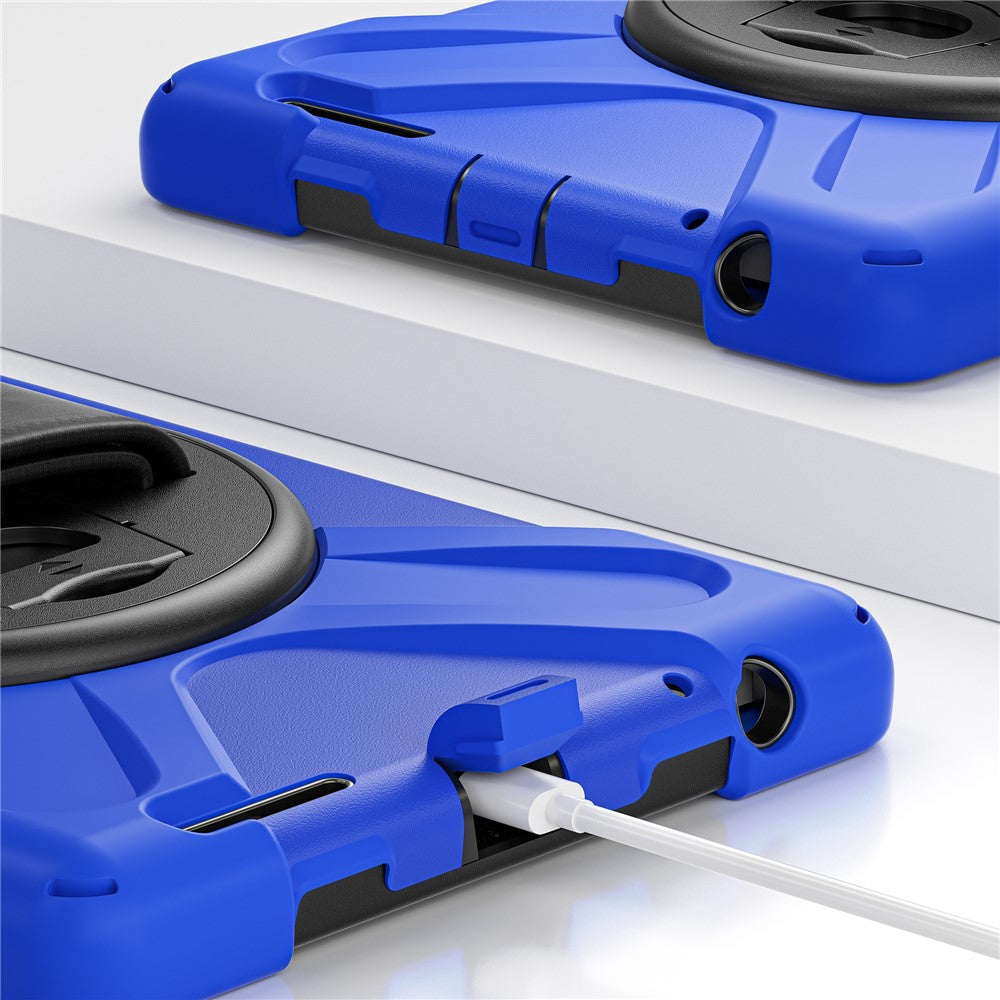For Lenovo Tab M9 TB-310FU (2023) Tablet Case Kickstand PC+Silicone 360 Degree Rotation Tablet Cover with Hand Strap - Blue