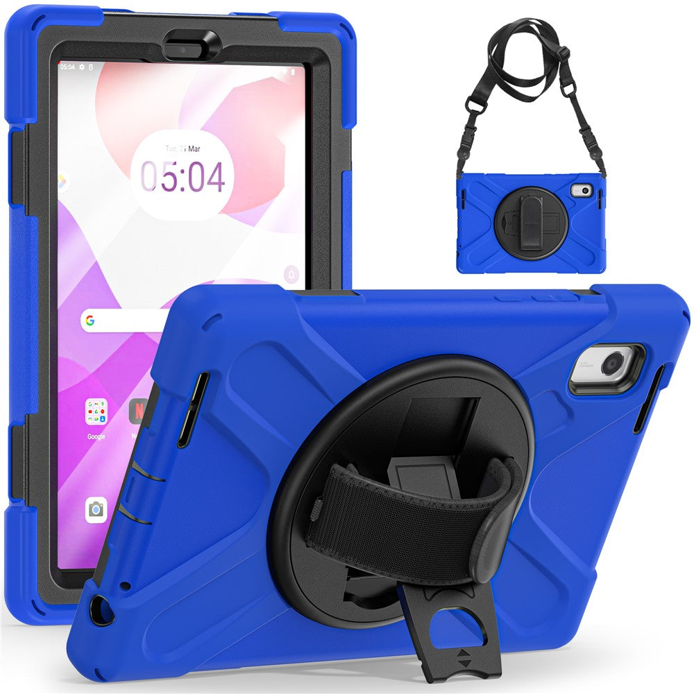 For Lenovo Tab M9 TB-310FU Kickstand Tablet Case PC+Silicone Protective Cover with Hand Strap / Shoulder Strap - Blue
