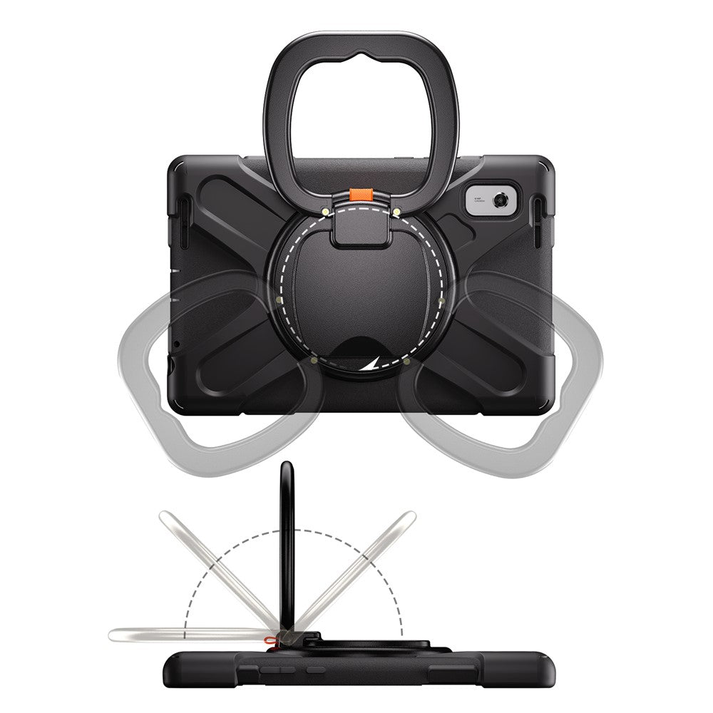 For Lenovo Tab M9 TB-310FU (2023) 360 Degree Rotating Kickstand Case PC Silicone Tablet Cover - Black