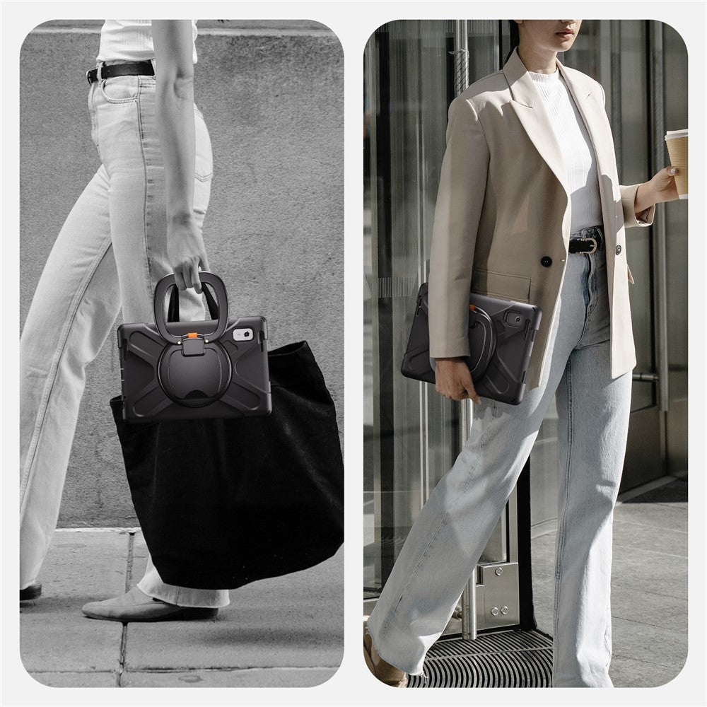 For Lenovo Tab M9 TB-310FU (2023) 360 Degree Rotating Kickstand Case PC Silicone Tablet Cover - Black