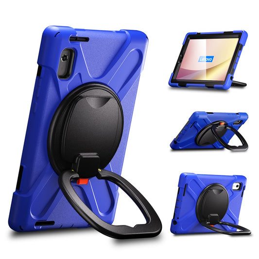For Lenovo Tab M9 TB-310FU (2023) 360 Degree Rotating Kickstand Case PC Silicone Tablet Cover - Blue / Black