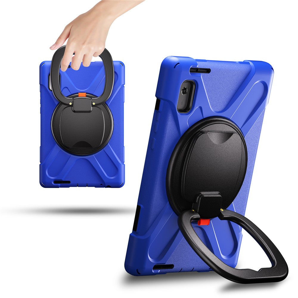 For Lenovo Tab M9 TB-310FU (2023) 360 Degree Rotating Kickstand Case PC Silicone Tablet Cover - Blue / Black