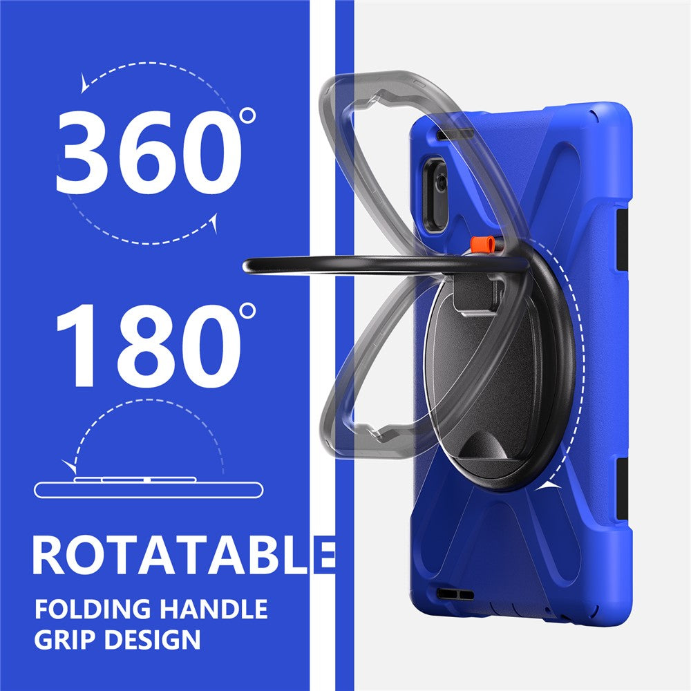 For Lenovo Tab M9 TB-310FU (2023) 360 Degree Rotating Kickstand Case PC Silicone Tablet Cover - Blue / Black