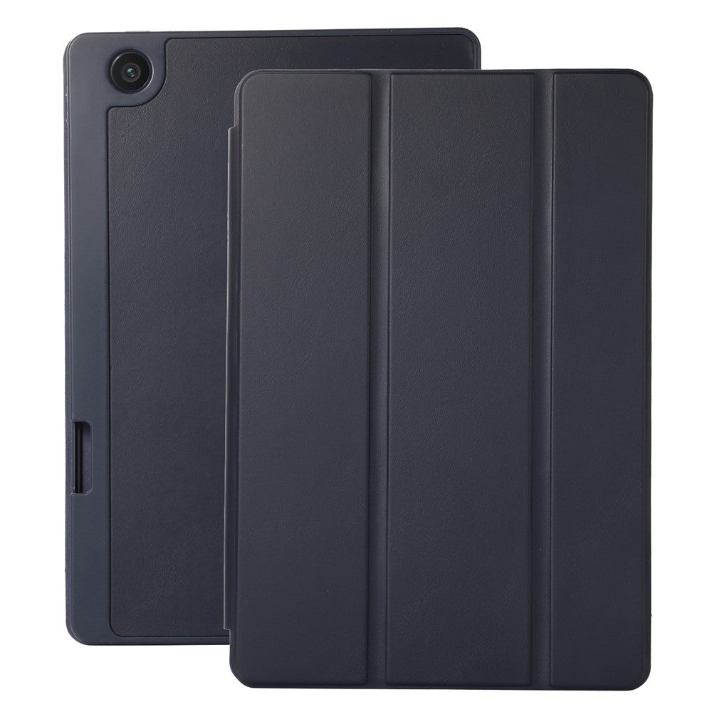 Tri-Fold Stand Cover for Lenovo Tab M10 Plus (3rd Gen) / Xiaoxin Pad 2022 10.6 inch , PU Leather Solid Color Tablet Case with Pen Holder - Blue