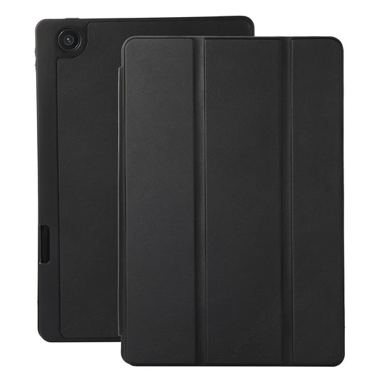 Tri-Fold Stand Cover for Lenovo Tab M10 Plus (3rd Gen) / Xiaoxin Pad 2022 10.6 inch , PU Leather Solid Color Tablet Case with Pen Holder - Black