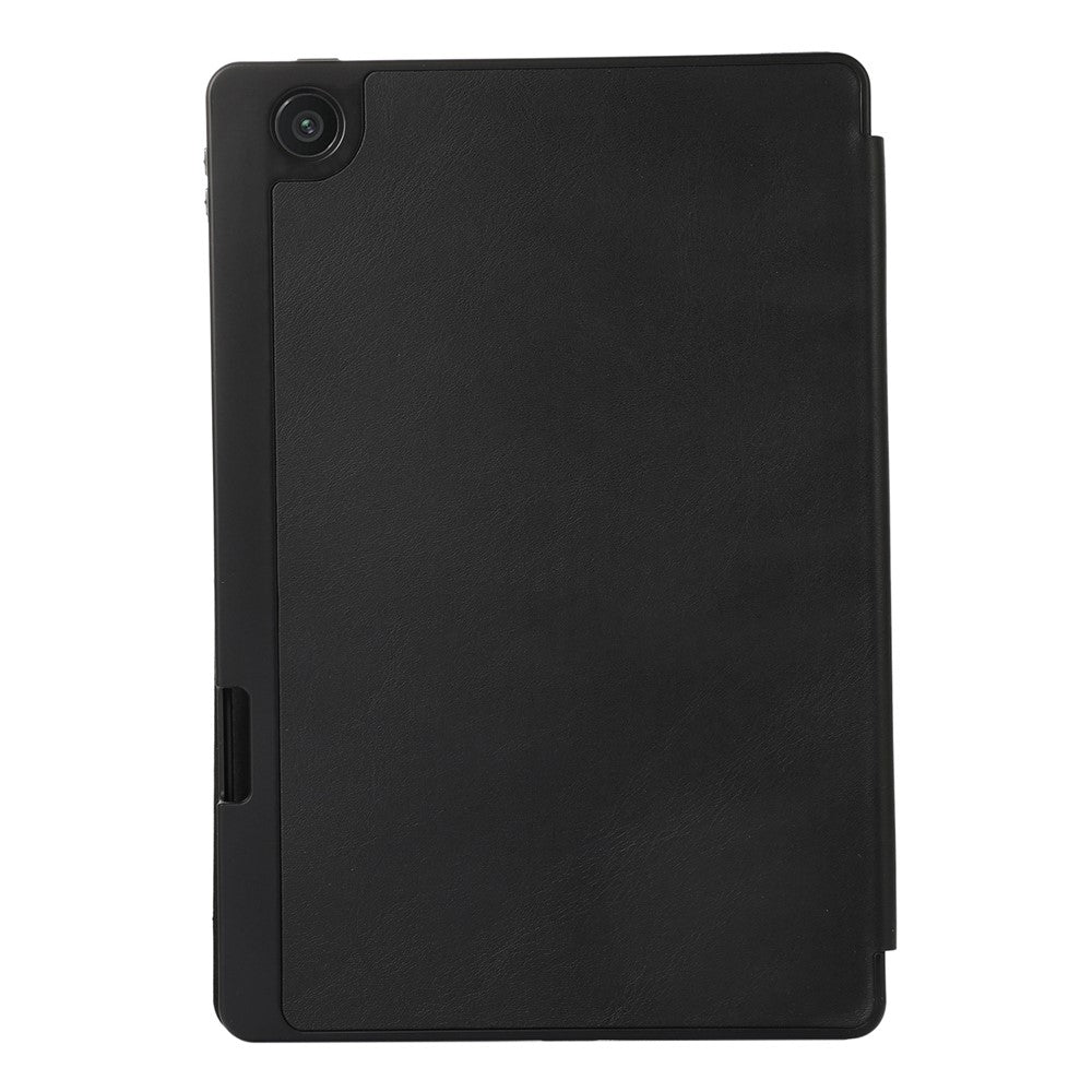 Tri-Fold Stand Cover for Lenovo Tab M10 Plus (3rd Gen) / Xiaoxin Pad 2022 10.6 inch , PU Leather Solid Color Tablet Case with Pen Holder - Black