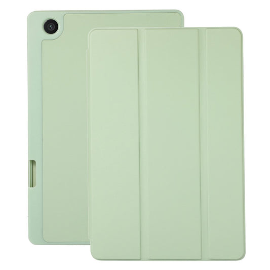 Tri-Fold Stand Cover for Lenovo Tab M10 Plus (3rd Gen) / Xiaoxin Pad 2022 10.6 inch , PU Leather Solid Color Tablet Case with Pen Holder - Green