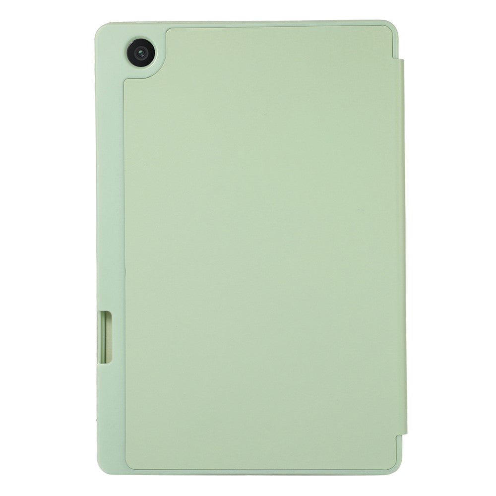 Tri-Fold Stand Cover for Lenovo Tab M10 Plus (3rd Gen) / Xiaoxin Pad 2022 10.6 inch , PU Leather Solid Color Tablet Case with Pen Holder - Green