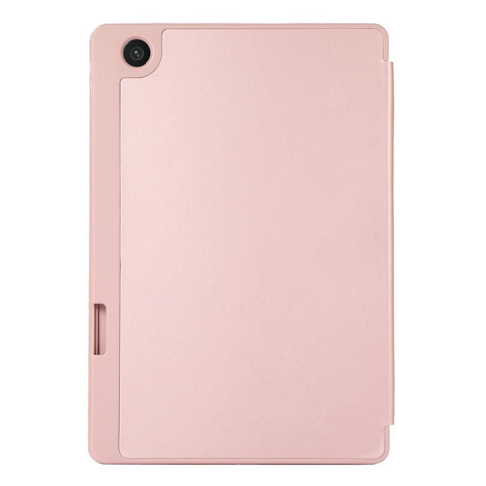 Tri-Fold Stand Cover for Lenovo Tab M10 Plus (3rd Gen) / Xiaoxin Pad 2022 10.6 inch , PU Leather Solid Color Tablet Case with Pen Holder - Pink