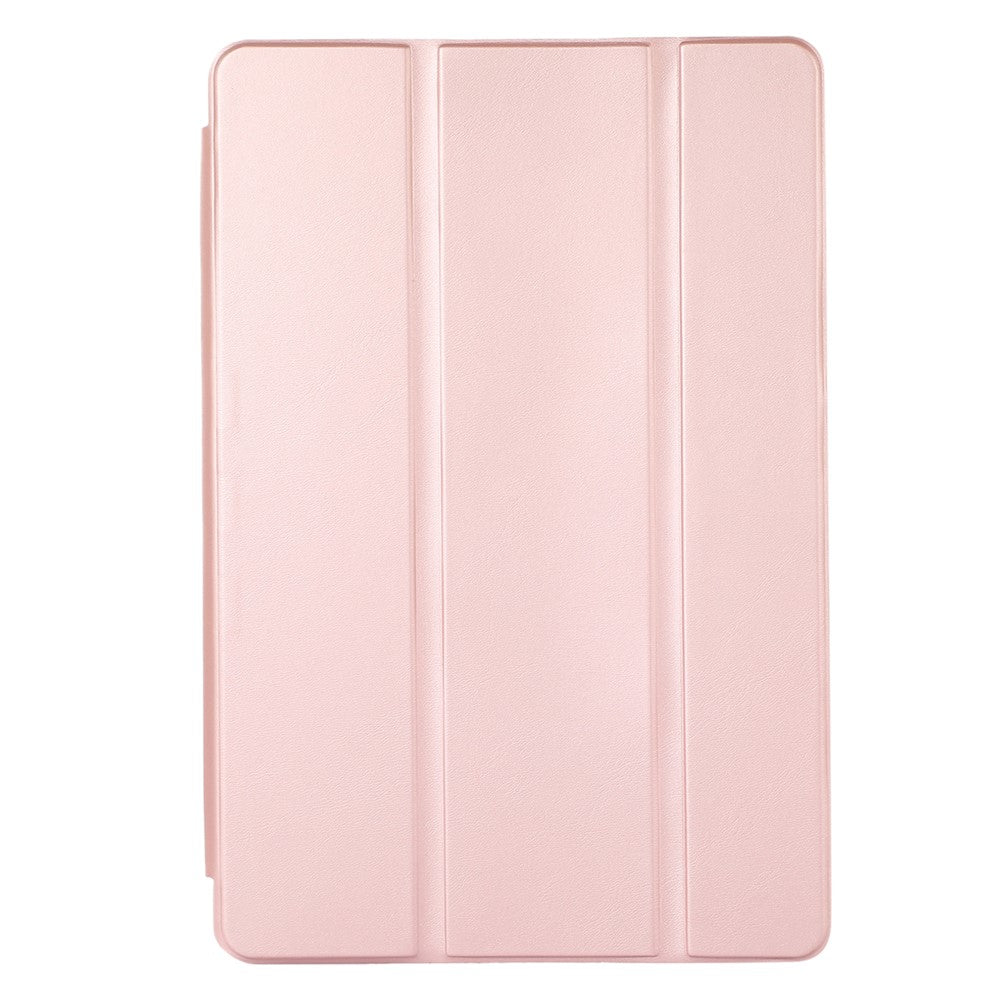 Tri-Fold Stand Cover for Lenovo Tab M10 Plus (3rd Gen) / Xiaoxin Pad 2022 10.6 inch , PU Leather Solid Color Tablet Case with Pen Holder - Pink