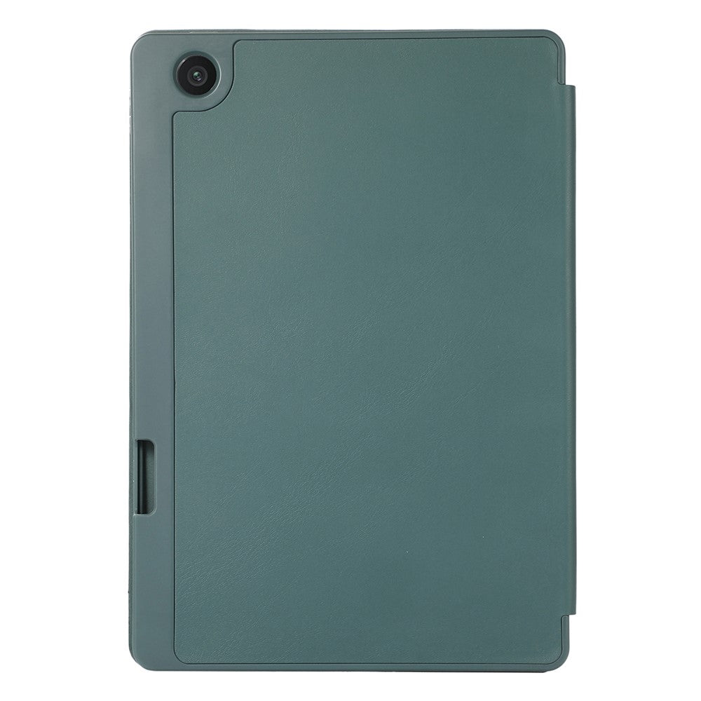 Tri-Fold Stand Cover for Lenovo Tab M10 Plus (3rd Gen) / Xiaoxin Pad 2022 10.6 inch , PU Leather Solid Color Tablet Case with Pen Holder - Blackish Green
