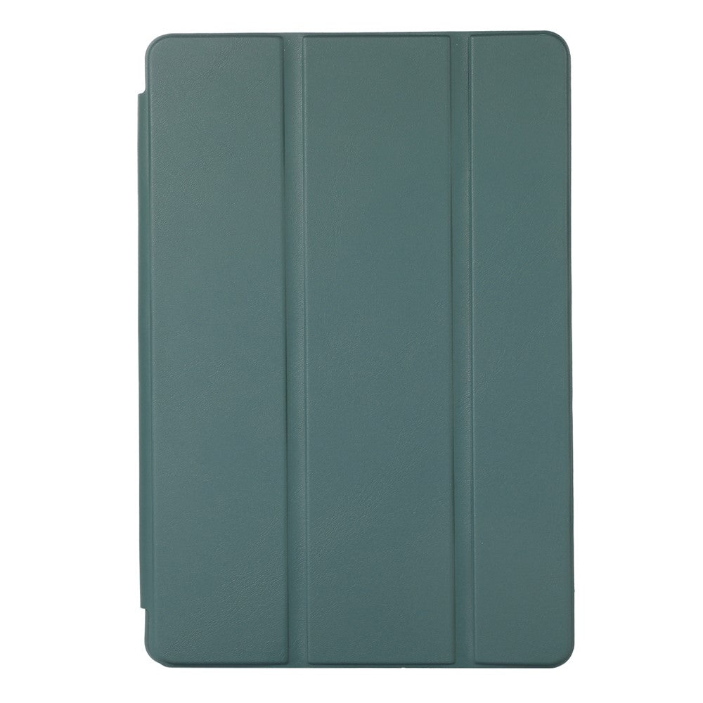 Tri-Fold Stand Cover for Lenovo Tab M10 Plus (3rd Gen) / Xiaoxin Pad 2022 10.6 inch , PU Leather Solid Color Tablet Case with Pen Holder - Blackish Green