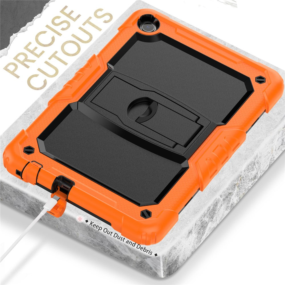 For Lenovo Tab M10 (Gen 3) TB-328F Anti-Scratch Silicone+PC Tablet Case Kickstand Cover with Strap - Orange