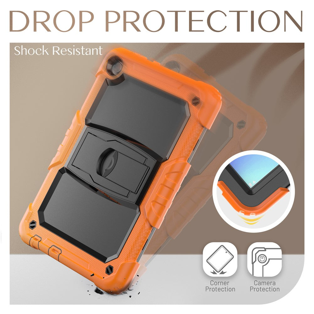 For Lenovo Tab M10 (Gen 3) TB-328F Anti-Scratch Silicone+PC Tablet Case Kickstand Cover with Strap - Orange