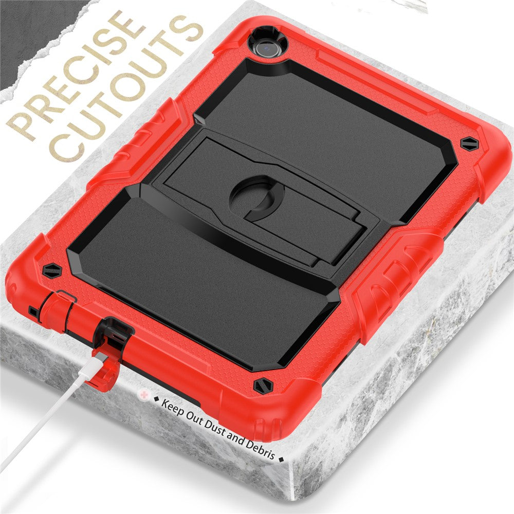 For Lenovo Tab M10 (Gen 3) TB-328F Anti-Scratch Silicone+PC Tablet Case Kickstand Cover with Strap - Red