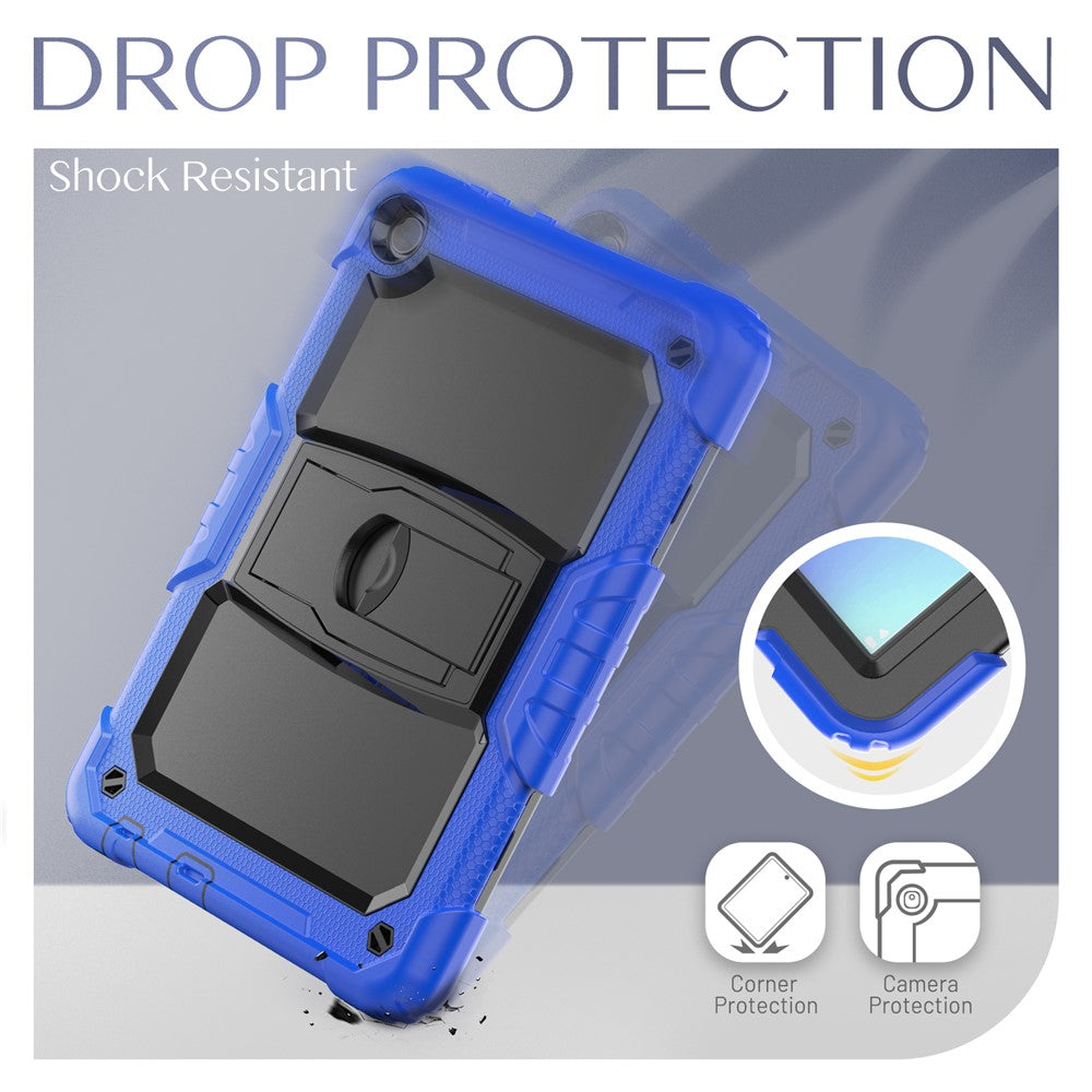 For Lenovo Tab M10 (Gen 3) TB-328F Anti-Scratch Silicone+PC Tablet Case Kickstand Cover with Strap - Blue