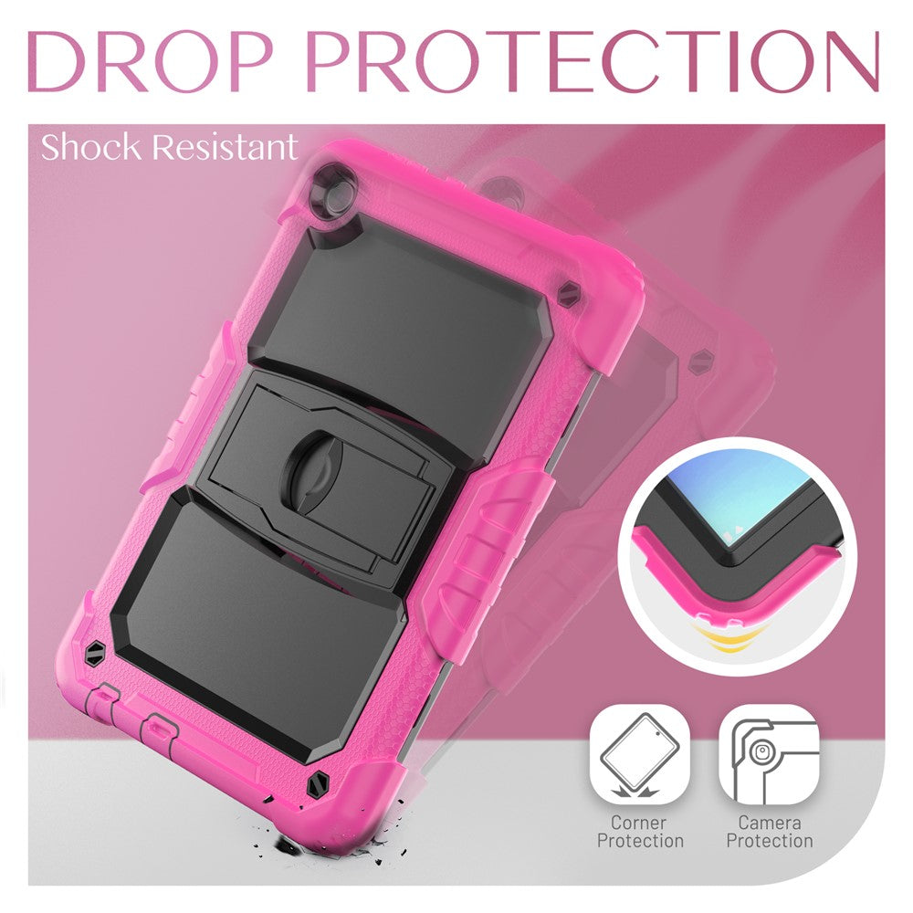 For Lenovo Tab M10 (Gen 3) TB-328F Anti-Scratch Silicone+PC Tablet Case Kickstand Cover with Strap - Rose
