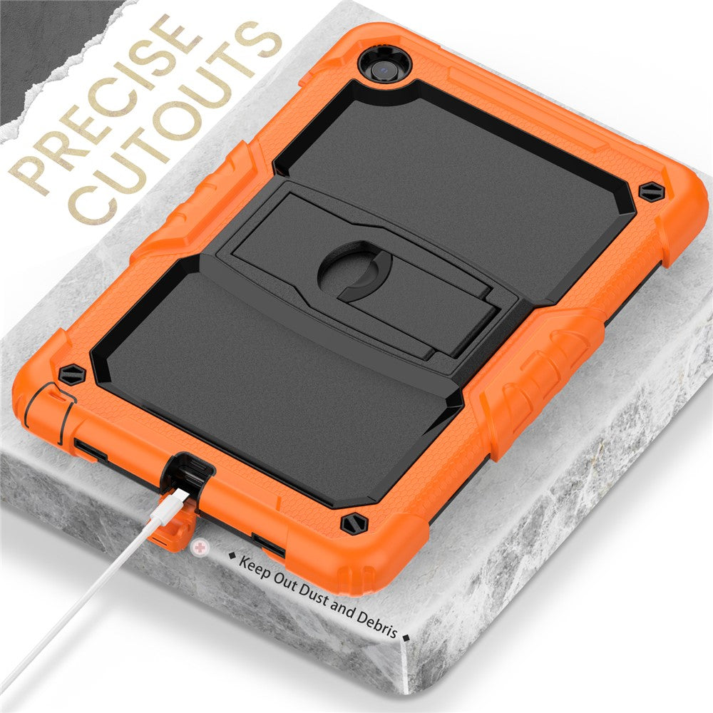 For Lenovo Tab M10 Plus (3rd Gen) 125FU / 128FU / Xiaoxin Pad 2022 10.6 inch Silicone+PC Tablet Cover Kickstand Case with Strap - Orange