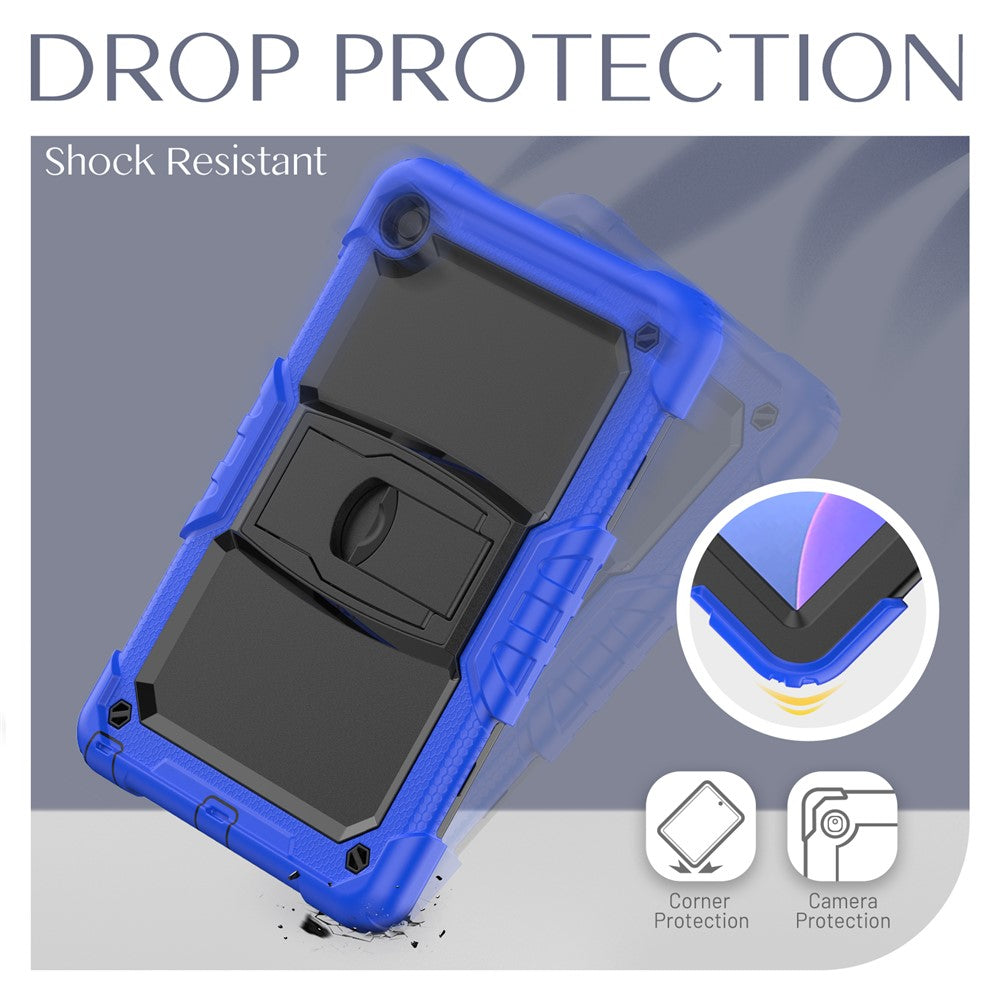 For Lenovo Tab M10 Plus (3rd Gen) 125FU / 128FU / Xiaoxin Pad 2022 10.6 inch Silicone+PC Tablet Cover Kickstand Case with Strap - Dark Blue