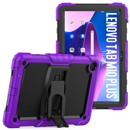 For Lenovo Tab M10 Plus (3rd Gen) 125FU / 128FU / Xiaoxin Pad 2022 10.6 inch Silicone+PC Tablet Cover Kickstand Case with Strap - Purple